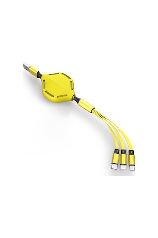 Suofeng 3.6ft Genişletilebilir 3-in-1 Şarj Kablosu: Lightning, Type-c, Micro Usb - Sarı 2a Hızlı Şarj, Silikon Malzeme