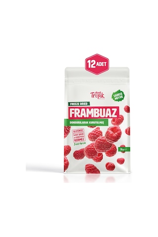 Dondurularak Kurutulmuş Frambuaz 18 G Freeze Dried Meyve Cipsi Çıtır Meyve Kurusu 12 Adet