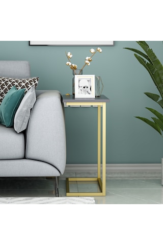 Narin Yan Sehpa, Metal Ayaklı Yan Sehpa, Ev-ofis - Antrasit/gold Antrasit/gold