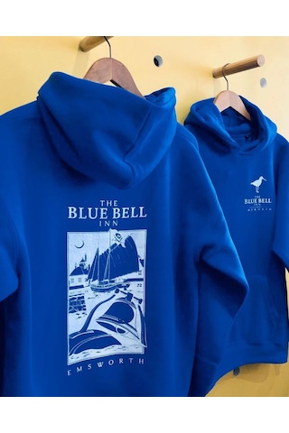 Mbb E-ticaret Erkek Baskılı Kapüşonlu Cepli Hoodie 3 İplik Pamuklu Sweatshirt - Saks Mavisii Mavi