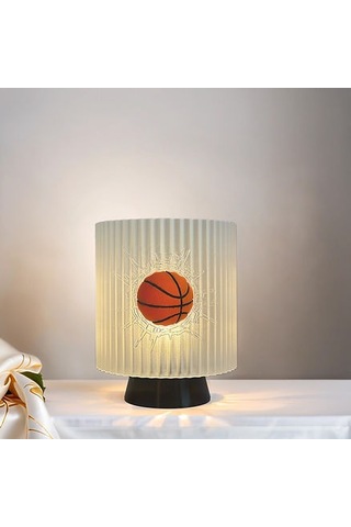 Gece Lambası -basketbol Dekoratif Lamba, Genç Oda, Özel Hediye Çok Rekli - Beyaz