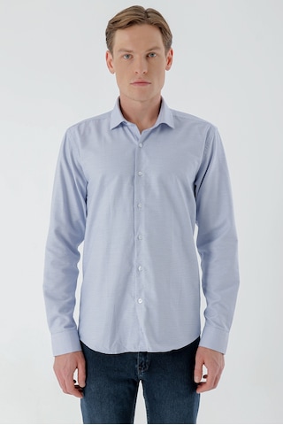 Morven Erkek Mavi Trend Baskılı Desenli İtalyan Yaka Slim Fit Gömlek 24mc004015300 Mavi