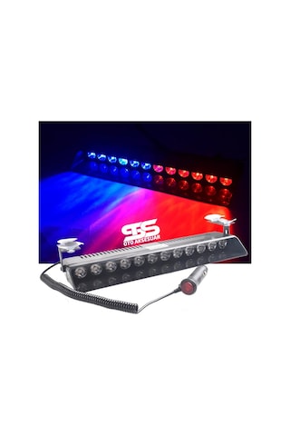 Polis Çakarı Cam Içi Vantuzlu 12 Led Kırmızı Mavi Çakmaklık Giriş