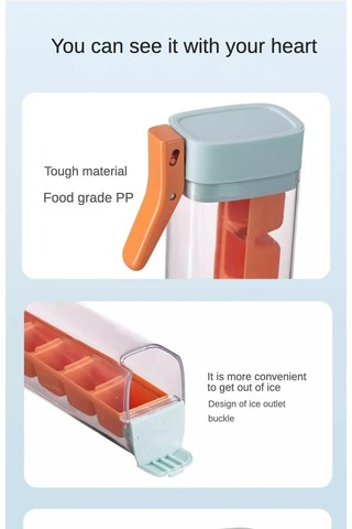 Preslenmiş Buz Küpü Kalıp Buz Kutusu Dondurulmuş Buz Artefakt Kalıp Büyük Kapasiteli - Turuncu