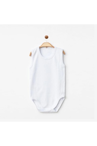 Ürünya Unisex Bebek %100 Pamuklu Kolsuz Çıtçıtlı Zıbın Beyaz