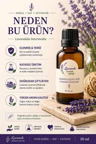 Lavande Lavanta Çiftliği Lavanta Yağı L.intermedia İçten Damlalıklı 50 ML