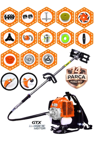 Prowackers German Vkx-752 Pro Sırt Tırpan+ Akrobat Çapalama + Toprak Eşeleme 14 Parça Temizlik Setli