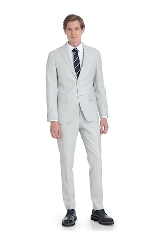 Hatemoğlu Gri Slim Fit Mono Yaka Keten Takım Elbise 36332 Gri