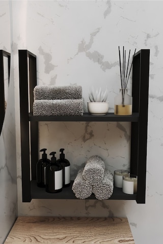 Aju 2 Katlı Duvar Ve Tezgah Üzeri Raf Ev Banyo Mutfak Baharatlık, Kitaplık, Metal Düzenleyici Antrasit