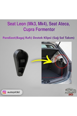 Seat Leon Mk3 / Mk4 / Ateca / Cupra Formentor Uyumlu Pandizot Bagaj Rafı Destek Klipsi Sağ Sol Takım