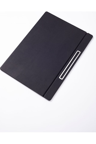 Turgut Office Deri Kapaklı Masa Sümeni Düz Siyah Krom Detaylı 50 x 35 CM
