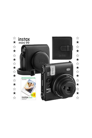 Instax Mini 99 Siyah Fotoğraf Makinesi 20'li Film Kare Albüm Ve Deri Kılıf Seti