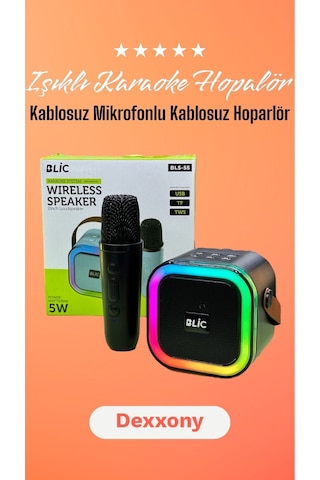 Blic BLS-55 Mini Taşınabilir Işıklı Kablosuz Bluetooth 5.0 Karaoke Hoparlör