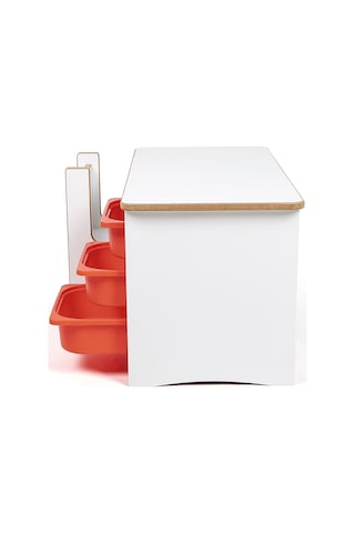 Industrial Living 3 Çekmeceli Çocuk Etkinlik Masası - Beyaz Mdf - Beyaz  -  Kırmızı
