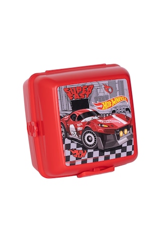 Wiggle Hot Wheels 4 Bölmeli Çocuk Beslenme Kutusu - Yemek Saklama Kabı Kaşık Ve Çatallı Kırmızı