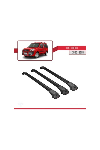 Fiat Doblo 2000-2009 Arası İle Uyumlu Ace-1 Ara Atkı Tavan Barı Siyah 3 Adet Bar