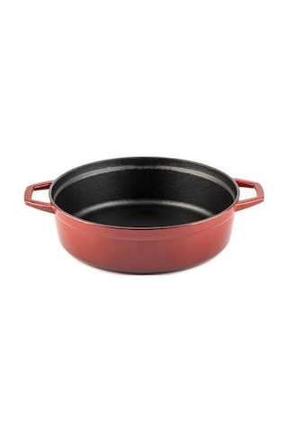 Hosse 28 Cm Demir Döküm Kırmızı Kısa Tencere Hs-stc28/b