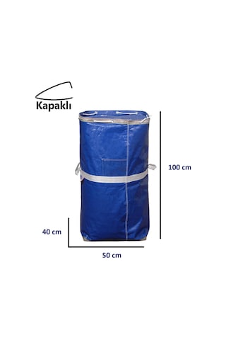 İş-ev Branda Taşıma Çuvalı 50x40+100cm Kapaklı, Ipli Ve Cepli 170gr.tekstil Çuvalı LACİVERT