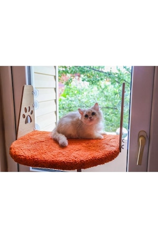 Cam Yatağı Vantuzlu Kedi Cam Yatağı Vantuzlu Yatak Turuncu