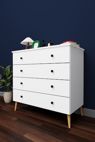 Lüks 4 Çekmeceli Şifonyer Komodin %100 Mdf Çok Amaçlı Düzenleyici Şf02 Beyaz