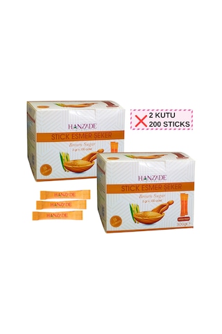 Hanzade Bitkisel Stick Esmer Şeker 100 Sticks 2 x 300 G