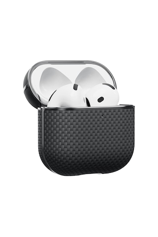 Apple Uyumlu AirPods Pro 2 Kılıf 1500d Aramid Fiber Pitaka Ultra-slim Classic Serisi Black-grey Twill Siyah-gri
