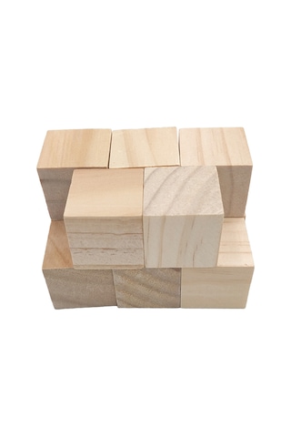 Lemestar 50 Adet 15x15x15mm Ahşap Küp - Oyma Ve El İşleri İçin İdeal Malzeme