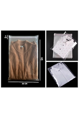 50 Adet 30x45 Cm Bantlı Şeffaf Opp Jelatin Poşet, Şeffaf Poşet 30x40 5
