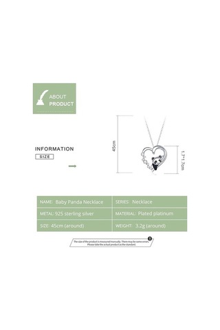 Novahub 925 Ayar Gümüş Panda Kolye, 17.7 İnç Zincir, Kadınlar İçin, Ayarlanabilir, Yıldönümü/hediye Gümüş