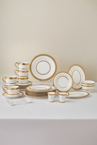 Karaca Royal Bone Charlotte 32 Parça 6 Kişilik Kahvaltı Takımı Gold Gold