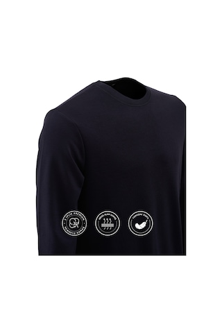 Elemge Pamuklu Erkek Sweatshirt Lacivert Soft Touch Relax Fit Basic Bisiklet Yaka 3 Iplik Nefes Alan