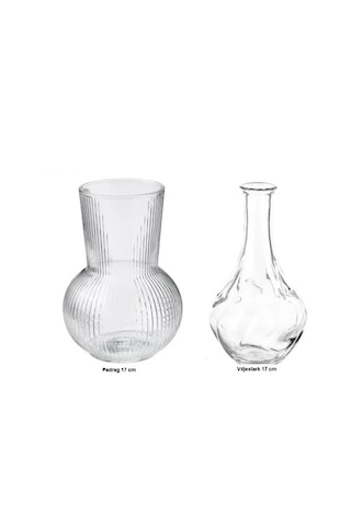 Sumuhome Padvılje Cam Vazo Saydam 2'li 17cm Saydam