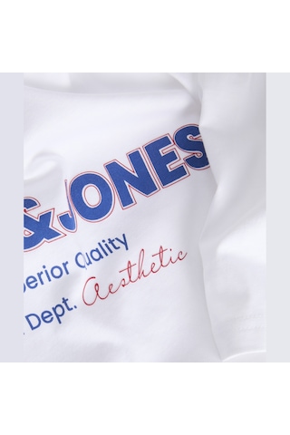 Jack & Jones Erkek Gögüs Baskili Relaxed Fit Bisiklet Yaka Tisört - Abbo - 12298470 Bright White