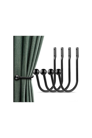 Hfambition Mat Siyah Alüminyum Pencere Perde Braketleri 4'lü Set - Dayanıklı, Yük Taşıma, Kaydırıcı Korumalı Ev Dekorasyon Aksesuarı