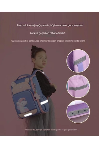Xinxin Karikatür İlkokul Öğrencisi Omurga Koruma Mor Sırt Çantası