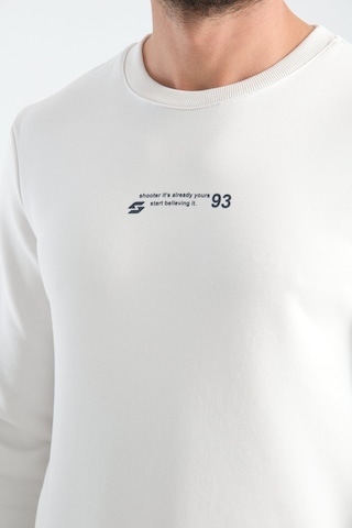 Shooter Sportwear Shooter Erkek Üç İplik Sweatshirt Regular Fit Pamuklu Bisiklet Yaka Günlük Spor Basic Ekru