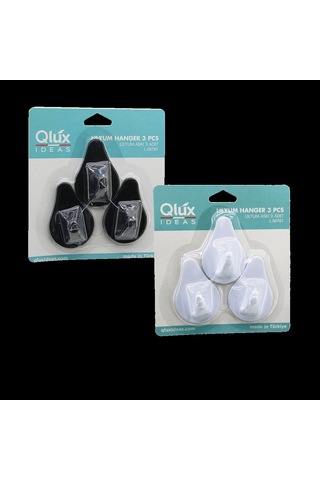 3'lü Yapışkanlı Lilyum Askı - Siyah Beyaz Plastik Çok Renkli