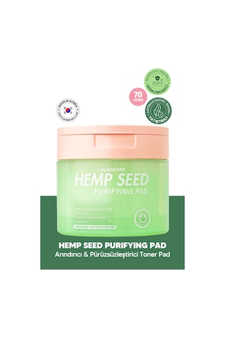 Lalarecipe Kenevir Tohumu İçeren Yatıştırıcı ve Arındırıcı Tonikli Ped LALARECIPE Hemp Seed Purifying Pad