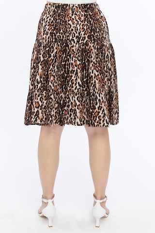 Viskon Kumaş Carola Midi Boy Şort Etek Leopar