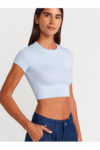 Dilvin 31104 Modal Crop Top-açık Mavi Açık Mavi