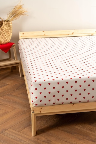 Soley Mix & Match Hearts %100 Pamuk Tek Kişilik Düz Çarşaf Kırmızı