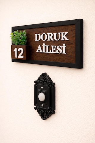 İsimli Özel Ahşap Kapı İsimliği Çiçekli 10x20 Cm Mdf Dekoratif Kapı Tabelası