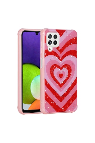 Zore Samsung Galaxy Uyumlu M22 Kılıf Simli Desenli Kamera Korumalı Parlak Omsy Popy Kapak - Papatya
