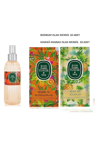 Eyüp Sabri Tuncer Bodrum Mandalinası Kolonyası 150 ML + Bodrum Mandalinası + Hawai Islak Mendil 2 x 10'lu