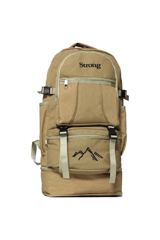 Unisex Körüklü Kanvas Kumaş Laptop Bölmeli Outdoor Sırt Çantası Dağcı Sırt Çantası Escp02 Bej Bej