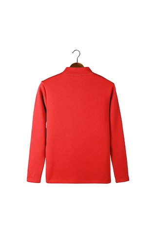 Terapi Men Erkek Açık Kırmızı Yarım Fermuarlı Basic Düz Sweatshirt Açık Kırmızı