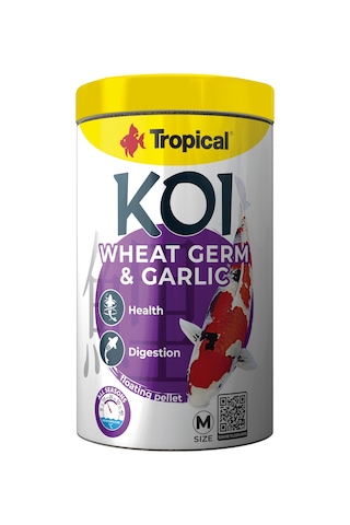 Tropical Koi Wheat Germ Garlic Pellet Size M 1000 Ml 320 Gr Kutu Yem