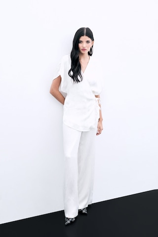 Sateen Cepli Bol Pantolon - Ekru-136044 Ekru