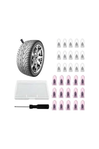 Fastbuy Hızlı Tamir Seti - 15 Küçük + 15 Büyük Çivili Lateks, 5.2x12mm, 6.6x15mm, Siyah Plastik Kutu