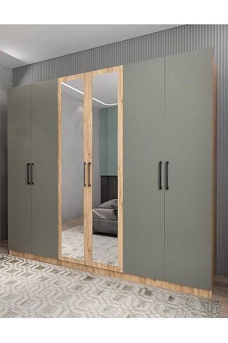 Kayra 6 Kapaklı Gardırop Dolap Çam Füme
